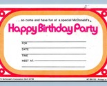 Ronald McDonald Birthday Party Invite 1975 McDonald&#39;s Advertising Postca... - £3.07 GBP
