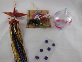 Japanese style Christmas Ornaments origama collage and new glass ball ch... - $14.84