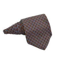 Kenneth Cole New York Mens Tie Necktie Silk Geometric Brown Blue Made in... - £15.92 GBP