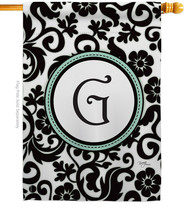 Damask G Initial House Flag Simply Beauty 28 X40 Double-Sided Banner - $36.97