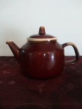 Vintage McCoy Pottery #163 Made in USA Ceramic Brown White Drip Glaze Teapot - £21.74 GBP