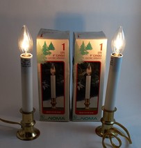 Christmas Candle Lite 9&quot; Electric Operated Plastic Brass Plated Base  Se... - £7.85 GBP
