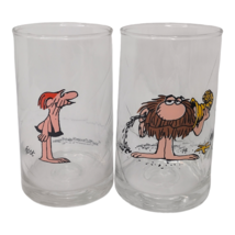 Set of 2 Vintage Arby&#39;s B.C. Ice-Age Collector Glasses Caveman &amp; Grog - £13.23 GBP