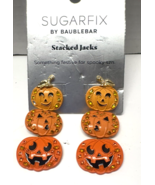 Sugarfix Baublebar Stacked Jacks Halloween Pumpkin Dangle Earrings NEW - $188.16 MXN