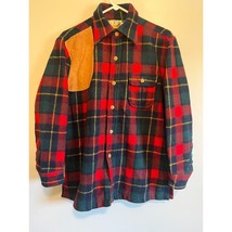 Vintage 1970s Pendleton LOBO Wool Plaid Suede Patch Thick Shacket Jacket L - $350.00