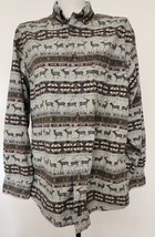 Woolrich Mens Aztec Southwestern Deer Print Long Sleeve Button Down Shirt Large - £19.39 GBP