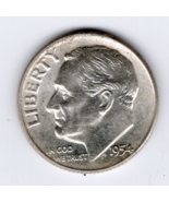 1954 Roosevelt Dime BU Uncirculated Mint State 90% Silver 10c US Coin - $10.40
