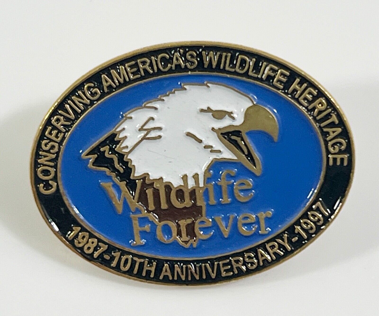 Conserving America&#39;s Wildlife Heritage 1987-10th Anniversary-1997 lapel Pin - $9.89