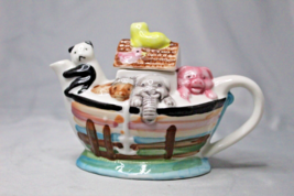Porcelain Creamer Mini Teapot Noah&#39;s Ark Design Panda Pig Elephant Lion ... - £7.68 GBP