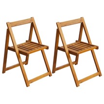 Folding Garden Chairs 2 pcs Solid Acacia Wood - £52.60 GBP