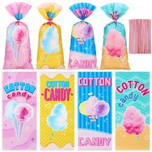100 Pcs Cotton Candy Bags With Ties Cotton Candy Cones Treat Bags Snacks Bags Se - £15.71 GBP