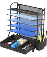 A Simple Black Six-Tier Desk Document File Tray Organizer With A Sliding... - $575.30 MXN