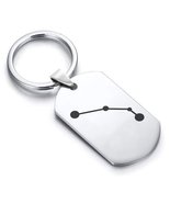 Stainless Steel Aries (Ram) Astrology Constellations Dog Tag Keychain - £8.01 GBP