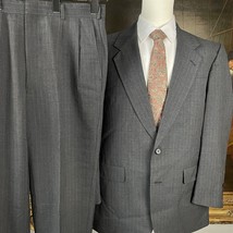 VTG Hart Schaffner Marx 41L 36 x 32 Gray Pinstriped Australian Wool 2Btn Suit - $134.99