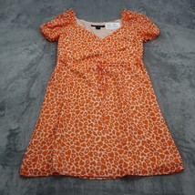 French Connection Dress Womens XS Orange Etta Kiss Print Wrap Front Style Outfit - £17.99 GBP