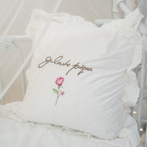 18&quot;x18&quot; Cotton Embroidery White Throw Pillow Covers Sofa Bed Cushion Cover  - £12.98 GBP
