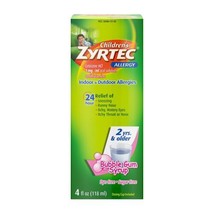 Zyrtec 24 Hr Children&#39;s Allergy Syrup with Cetirizine, Dye- &amp; Sugar-Free... - $12.99