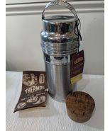 Vintage Thermos Vacuum ware glass cork stainless steel ribbed chrome #60... - €71,83 EUR