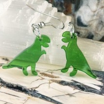 Dinosaur Earrings T-Rex Green Dangle Earrings Casual Fashion Jewelry image 2