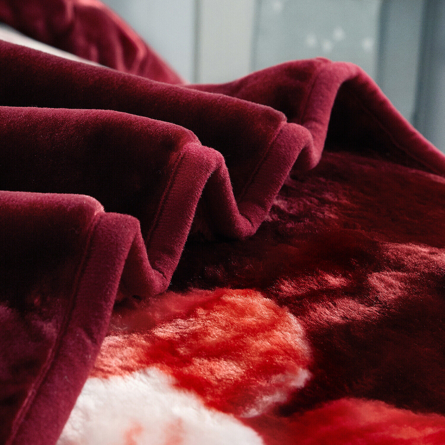 Burgundy Korean Blanket Mink Heavy Blanket 9Lbs 85"x93" Thick Soft