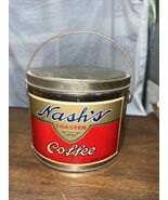 Rare NASH&#39;s Toasted Coffee (Cursive) Tin 2 Pound Antique W/ Handle Paper... - $89.99