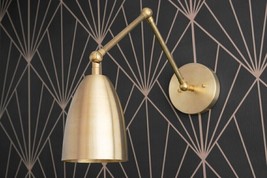 Mid Century Swing Arm Golden Wall Sconce Modern Brass Sputnik Wall Light Fixture - £138.12 GBP