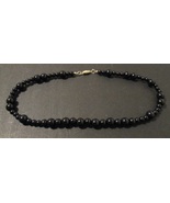 Beaded necklace, black beads, gold barrel screw clasp, 18.25 inches long - $19.00