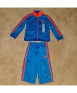 NEW Adidas Blue Salmon Orange Matching Outfit Zip Sweatshirt Pants Toddl... - £23.23 GBP