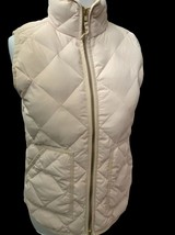 J. CREW LADIES TAN SLEEVELESS COLLARED ZIP POCKETED DOWN QUILTED VEST EU... - $38.55