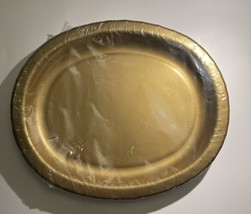 Gold 12-inch Oval Paper Plates 8 Per Pack Tableware Decorations Party Supplies - £8.78 GBP