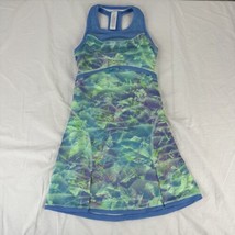 Lululemon Ivivva Girls Play For Love Athletic Tennis Dress Sz 7 Blue Green Sport - £27.68 GBP