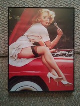 016 Framed Elvgren Pinup Girl Sexy Blonde Working On Red Car Holding Wrench - £9.47 GBP