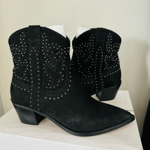 Dolce Vita Solow Stud Leather Western Boot, Cowgirl Bootie, Black, Size 8, NWT - £74.23 GBP