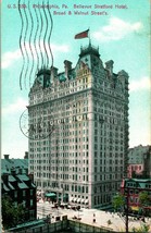 Vintage Postcard 1909 Bellevue Stratford Hotel - Braod &amp; Walnut St. Philadelphia - £9.93 GBP