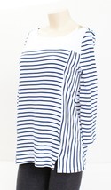 Jones New York Bluel &amp; White Stripe 3/4 Sleeve Top Shirt Women&#39;s Large L NWT - £29.92 GBP