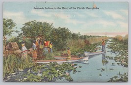 Florida Everglades Seminole Indians in Canoes Heart of Everglades 1941 Vintage P - £11.39 GBP