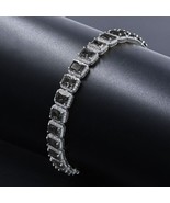 5Ct Emerald Cut Simulated Black Diamond Tennis Bracelet 14K White Gold P... - $216.67