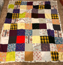 Vintage Patchwork Quilt Quilting Handstitched Light Weight granny core  - £47.95 GBP