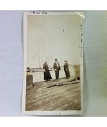 Vtg 1925 Photo Sailing Ship Boat Dock Harbor Women Hats Man Bowler 3 3/8... - £9.01 GBP