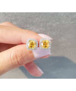 8 mm Cushion Cut Yellow CZ Loose Stones, Cubic Zirconia Yellow Stone Pair - $33.47