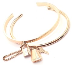 Authentic! Hermes 18k Rose Gold Kelly Clochette Double Cuff Bangle Bracelet - £8,296.68 GBP