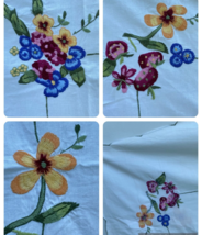 Vtg April Cornell Farmhouse Tablecloth Floral Embroidered 54X88&quot; Rectang... - £41.58 GBP