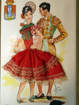 Andalucia 1970's Postcard unposted Alsala-Madrid Embriodered Dress Flamenco - $19.14