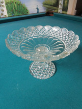 Mid Century Footed Compote Pressed Glass Saw Borders 5 X 8&quot; - £59.13 GBP
