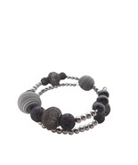 Black Silver Textured Mesh Metallic Shiny Beaded Wrap Bracelet Costume J... - €16,63 EUR