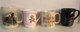Vintage Lot of 4 Mugs Cups Gibson Greeting Cards Otagiri Train Bear Bird JAPAN  - £24.87 GBP