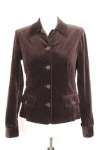 Vtg 90s Jones NY S Brown Velvet Button-Front Blazer Jacket - £21.98 GBP