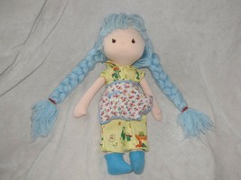 1979 Russ Berrie Stuffed Plush Soft Cloth Doll Priscilla Blue Yarn Hair Yellow - £38.94 GBP