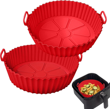 Air Fryer Silicone Liner 2 Pack, 8 Inch Non-Stick Reusable Air Fryer Basket Line - £13.87 GBP