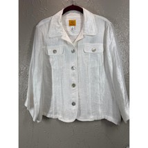 Ruby Road Shimmer Blouse Top Buttons Pleated Accents White Shirt Jacket ... - $464.68 MXN